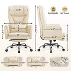 KERDOM High Back Executive Office Chair, Big and Tall PU Leather Desk Chair With Adjustable Height, Padded Armrests And Footrest
