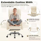 KERDOM High Back Executive Office Chair, Big and Tall PU Leather Desk Chair With Adjustable Height, Padded Armrests And Footrest