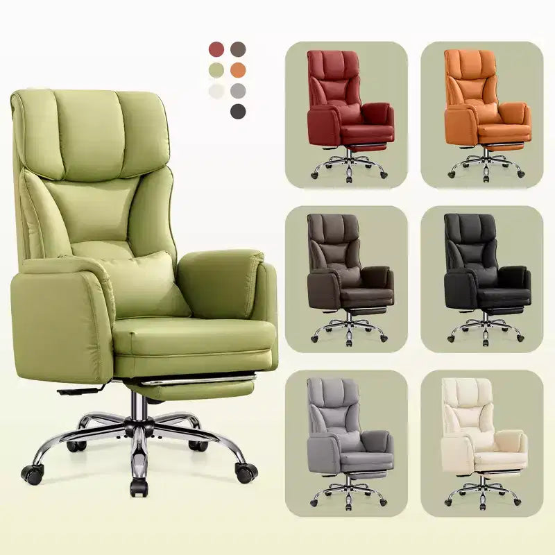 KERDOM High Back Executive Office Chair, Big and Tall PU Leather Desk Chair With Adjustable Height, Padded Armrests And Footrest
