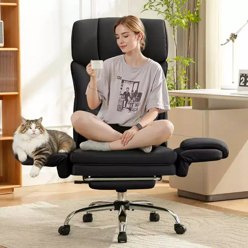 KERDOM High Back Executive Office Chair, Big and Tall PU Leather Desk Chair With Adjustable Height, Padded Armrests And Footrest