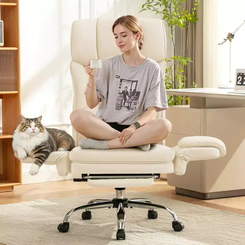 KERDOM High Back Executive Office Chair, Big and Tall PU Leather Desk Chair With Adjustable Height, Padded Armrests And Footrest