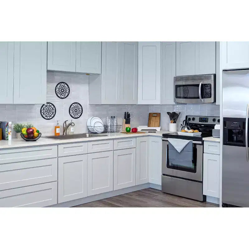 CASAINC 24 W x 42 H x 12 D Shaker Base Kitchen Cabinet, Solid Wood Frame, Water-Based Low-VOC Paint, Soft-Close, RTA, Dove Gray