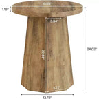 Table d'appoint ronde, bout de canapé en bois avec base octogonale