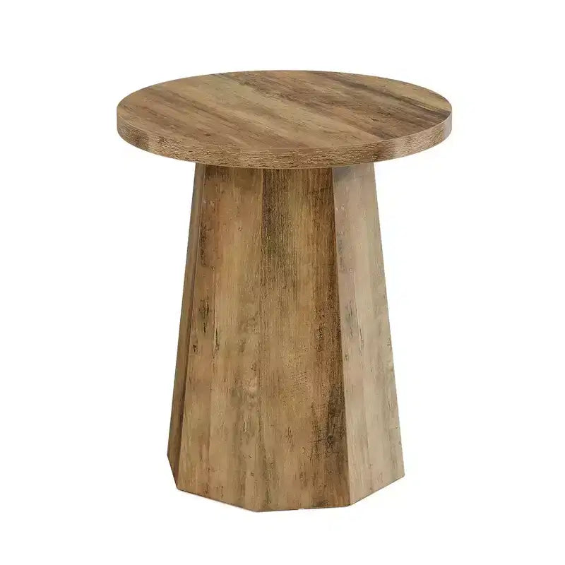 Table d'appoint ronde, bout de canapé en bois avec base octogonale