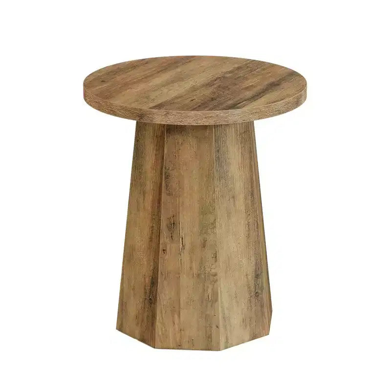 Table d'appoint ronde, bout de canapé en bois avec base octogonale