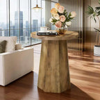 Table d'appoint ronde, bout de canapé en bois avec base octogonale