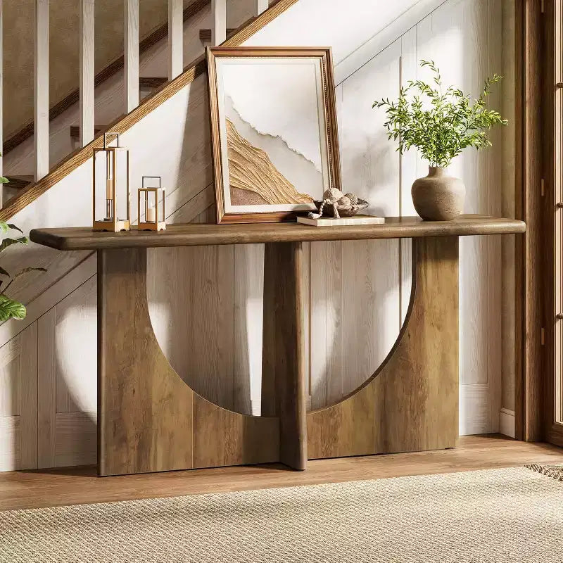 Lantine 71-Inch Long Console Table, Farmhouse Entryway Table with Sturdy Geometric Frame, Sofa Table Behind The Couch for Living Room, Rustic Brown