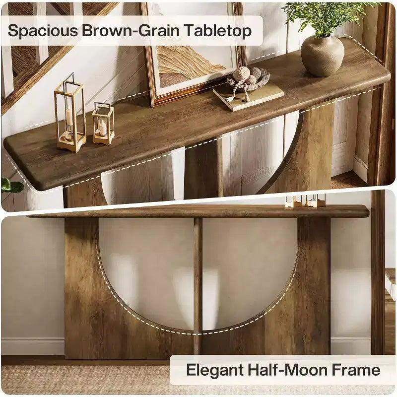 Lantine 71-Inch Long Console Table, Farmhouse Entryway Table with Sturdy Geometric Frame, Sofa Table Behind The Couch for Living Room, Rustic Brown