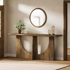 Lantine 71-Inch Long Console Table, Farmhouse Entryway Table with Sturdy Geometric Frame, Sofa Table Behind The Couch for Living Room, Rustic Brown