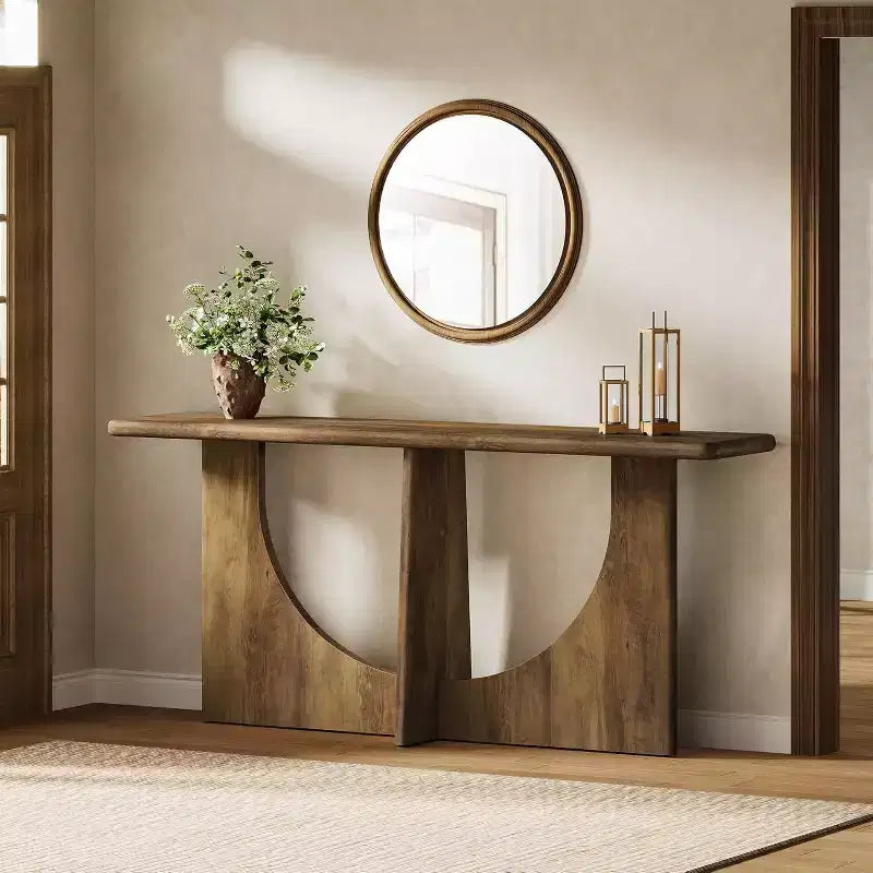 Lantine 71-Inch Long Console Table, Farmhouse Entryway Table with Sturdy Geometric Frame, Sofa Table Behind The Couch for Living Room, Rustic Brown