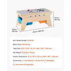 VEVOR Kids Reversible Wooden Activity Table, Multi-Purpose Activity Play Table with 200 Building Bricks & 3 Storage Bins for Kids 3+ Years, Natural