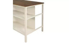 JVNOXK 45-inch Solid Wood Rustic Fixed Kitchen Island, Rubberwood Prep Station with 2 Open Shelves, Ideal for Small Spaces, Walnut