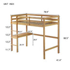 Whisen Twin Size Wood Loft Bed with Built-in Desk & Ladder, Spacious Study Space, Safety Guardrails(Upgraded) - White Oak