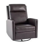 Swivel Rocking Recliner, Wide PU Leather Glider Sofa Chair with Ergonomic High Backrest for Living Room, Bedroom, Chocolate