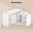 Bureau d'ordinateur réversible en L Costway 48'' avec 2 portes et 4 casiers de rangement ouverts pour le bureau