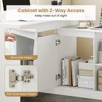 Bureau d'ordinateur réversible en L Costway 48'' avec 2 portes et 4 casiers de rangement ouverts pour le bureau