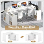 Bureau d'ordinateur réversible en L Costway 48'' avec 2 portes et 4 casiers de rangement ouverts pour le bureau