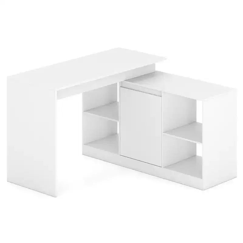 Bureau d'ordinateur réversible en L Costway 48'' avec 2 portes et 4 casiers de rangement ouverts pour le bureau