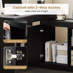Bureau d'ordinateur réversible en L Costway 48'' avec 2 portes et 4 casiers de rangement ouverts pour le bureau