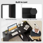 Bureau d'ordinateur réversible en L Costway 48'' avec 2 portes et 4 casiers de rangement ouverts pour le bureau