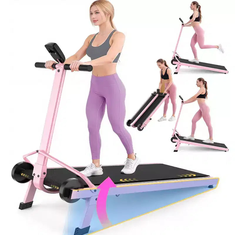 KRISRATE Manual Walking Pad w/ Incline 15%, Foldable Non-Electric Treadmill w/ Handle Bar, 500lbs Capacity, Non-Slip, Digital Monitor for Home/Gym
