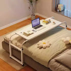 Overbed Table, Adjustable Height and Length Bed Laptop Desk on Wheels, Curved Edge Design Laptop Table, for Home Office