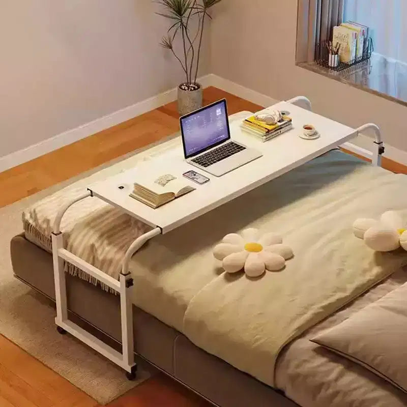 Overbed Table, Adjustable Height and Length Bed Laptop Desk on Wheels, Curved Edge Design Laptop Table, for Home Office