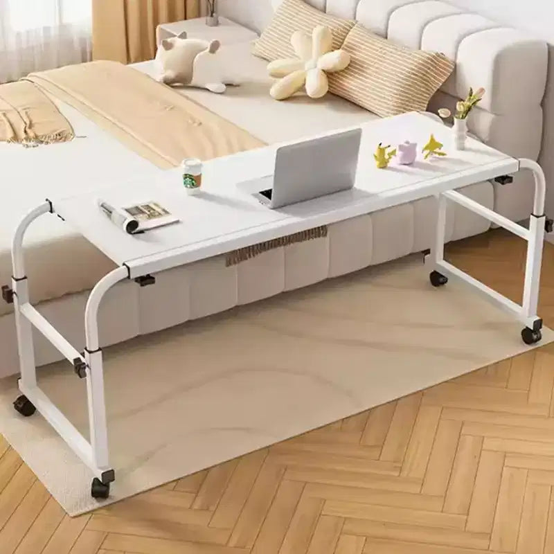 Overbed Table, Adjustable Height and Length Bed Laptop Desk on Wheels, Curved Edge Design Laptop Table, for Home Office