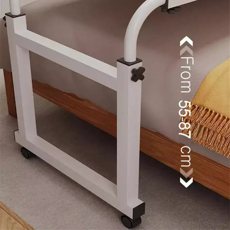 Overbed Table, Adjustable Height and Length Bed Laptop Desk on Wheels, Curved Edge Design Laptop Table, for Home Office