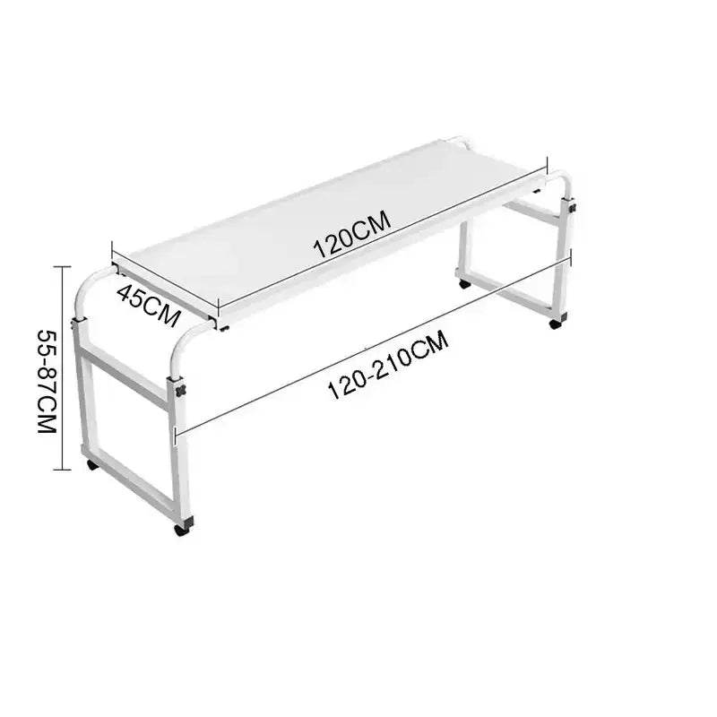 Overbed Table, Adjustable Height and Length Bed Laptop Desk on Wheels, Curved Edge Design Laptop Table, for Home Office