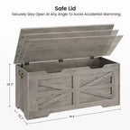 Banc de rangement en bois et coffre à jouets de 99,5 cm avec charnière de sécurité pour garçons, filles, entrée, salon, chambre, salle de jeux, supporte jusqu'à 158 kg