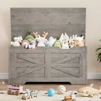 Banc de rangement en bois et coffre à jouets de 99,5 cm avec charnière de sécurité pour garçons, filles, entrée, salon, chambre, salle de jeux, supporte jusqu'à 158 kg