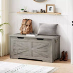 Banc de rangement en bois et coffre à jouets de 99,5 cm avec charnière de sécurité pour garçons, filles, entrée, salon, chambre, salle de jeux, supporte jusqu'à 158 kg