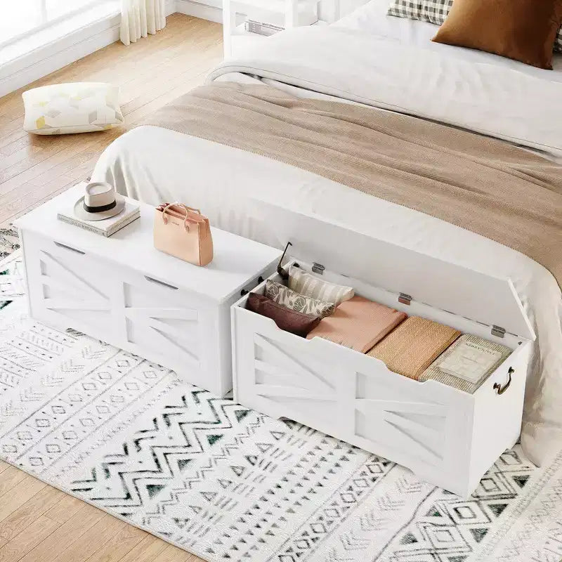 Banc de rangement en bois et coffre à jouets de 99,5 cm avec charnière de sécurité pour garçons, filles, entrée, salon, chambre, salle de jeux, supporte jusqu'à 158 kg