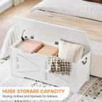 Banc de rangement en bois et coffre à jouets de 99,5 cm avec charnière de sécurité pour garçons, filles, entrée, salon, chambre, salle de jeux, supporte jusqu'à 158 kg
