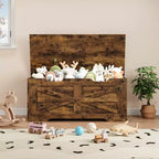 Banc de rangement en bois et coffre à jouets de 99,5 cm avec charnière de sécurité pour garçons, filles, entrée, salon, chambre, salle de jeux, supporte jusqu'à 158 kg
