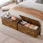 Banc de rangement en bois et coffre à jouets de 99,5 cm avec charnière de sécurité pour garçons, filles, entrée, salon, chambre, salle de jeux, supporte jusqu'à 158 kg