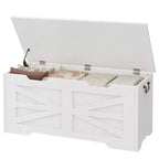 Banc de rangement en bois et coffre à jouets de 99,5 cm avec charnière de sécurité pour garçons, filles, entrée, salon, chambre, salle de jeux, supporte jusqu'à 158 kg