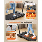 Tapis de course KRISRATE 3-en-1 3,5 CV avec massage des pieds et guidon, tapis de marche compact double face, tapis de course pliable pour la maison et la salle de sport