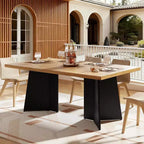 Table à manger de ferme moderne 63" pour 6-8 personnes - Plateau rectangulaire en bois avec pieds piédestal en métal pour la maison ou le bureau