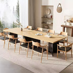 Table à manger de ferme moderne 63" pour 6-8 personnes - Plateau rectangulaire en bois avec pieds piédestal en métal pour la maison ou le bureau