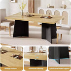 Table à manger de ferme moderne 63" pour 6-8 personnes - Plateau rectangulaire en bois avec pieds piédestal en métal pour la maison ou le bureau