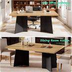 Table à manger de ferme moderne 63" pour 6-8 personnes - Plateau rectangulaire en bois avec pieds piédestal en métal pour la maison ou le bureau