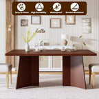 Table à manger de ferme moderne 63" pour 6-8 personnes - Plateau rectangulaire en bois avec pieds piédestal en métal pour la maison ou le bureau