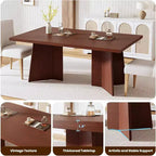 Table à manger de ferme moderne 63" pour 6-8 personnes - Plateau rectangulaire en bois avec pieds piédestal en métal pour la maison ou le bureau
