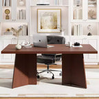 Table à manger de ferme moderne 63" pour 6-8 personnes - Plateau rectangulaire en bois avec pieds piédestal en métal pour la maison ou le bureau