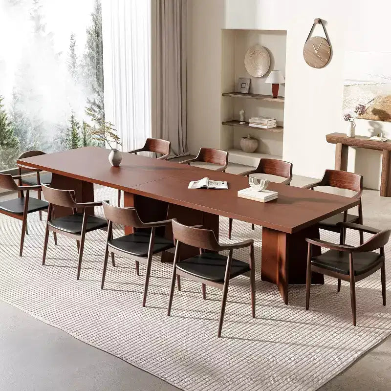 Table à manger de ferme moderne 63" pour 6-8 personnes - Plateau rectangulaire en bois avec pieds piédestal en métal pour la maison ou le bureau