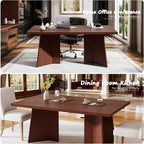 Table à manger de ferme moderne 63" pour 6-8 personnes - Plateau rectangulaire en bois avec pieds piédestal en métal pour la maison ou le bureau