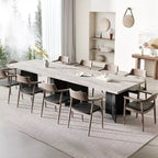 Table à manger de ferme moderne 63" pour 6-8 personnes - Plateau rectangulaire en bois avec pieds piédestal en métal pour la maison ou le bureau
