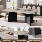 Table à manger de ferme moderne 63" pour 6-8 personnes - Plateau rectangulaire en bois avec pieds piédestal en métal pour la maison ou le bureau